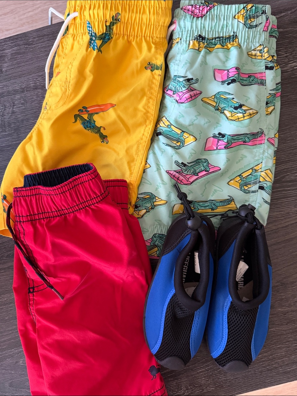 Bright Kids Swim Shorts & Blue Water Shoes Set